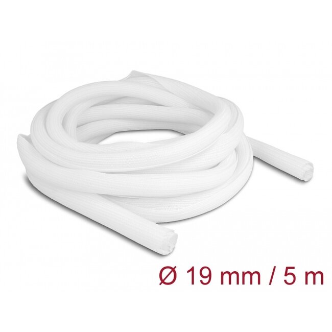 Delock Braided Sleeve self-closing 5 m x 19 mm white