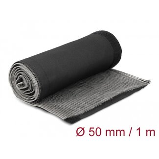 DeLOCK Delock EMI Shielding braided sleeve with hook-and-loop fastener heat resistant 1 m x 50 mm black