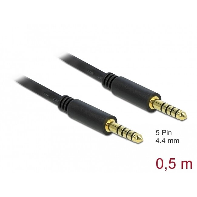 Delock Stereo Jack Cable 4.4 mm 5 pin male to male 0.5 m black