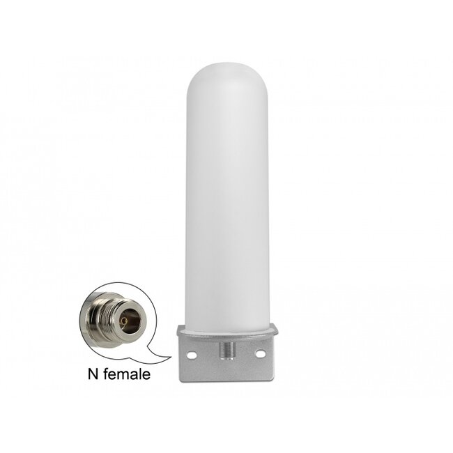 Delock LTE Antenna N jack 4 - 6 dBi 22 cm omnidirectional fixed wall and pole mounting white outdoor