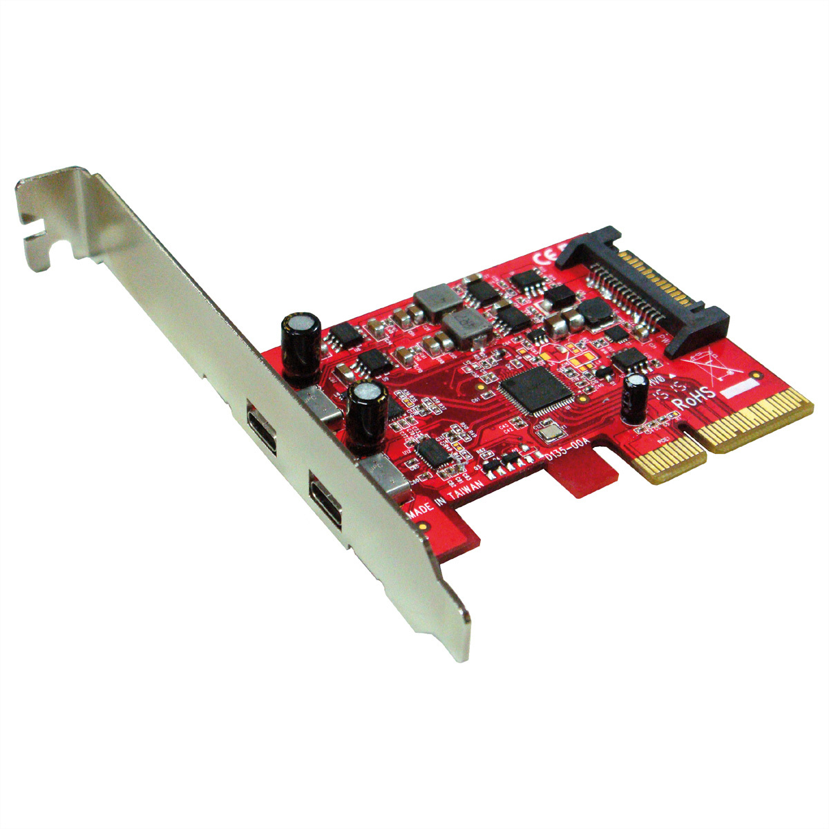 Roline PCI-Express x4 Adapter, 2x Ports Type C USB3.1 USB 3.1 interfacekaart/-adapter