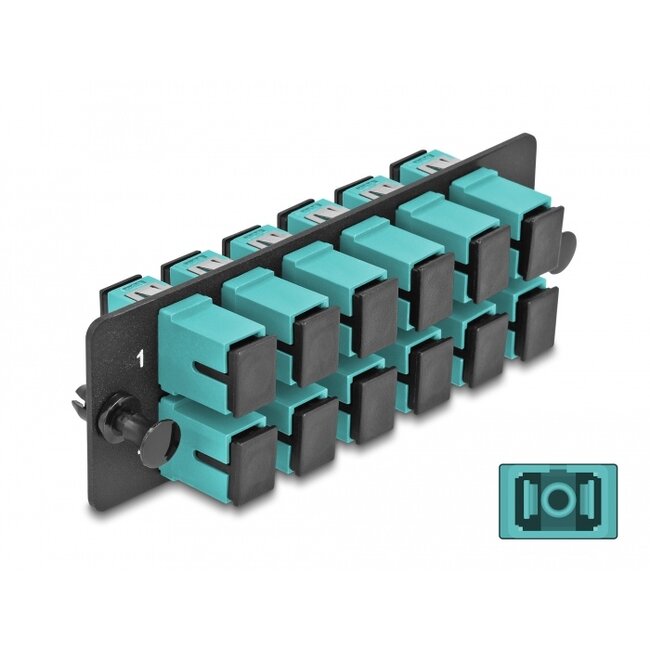 Delock Fiber Optic Adapter Panel SC Simplex OM4 12 Port aqua