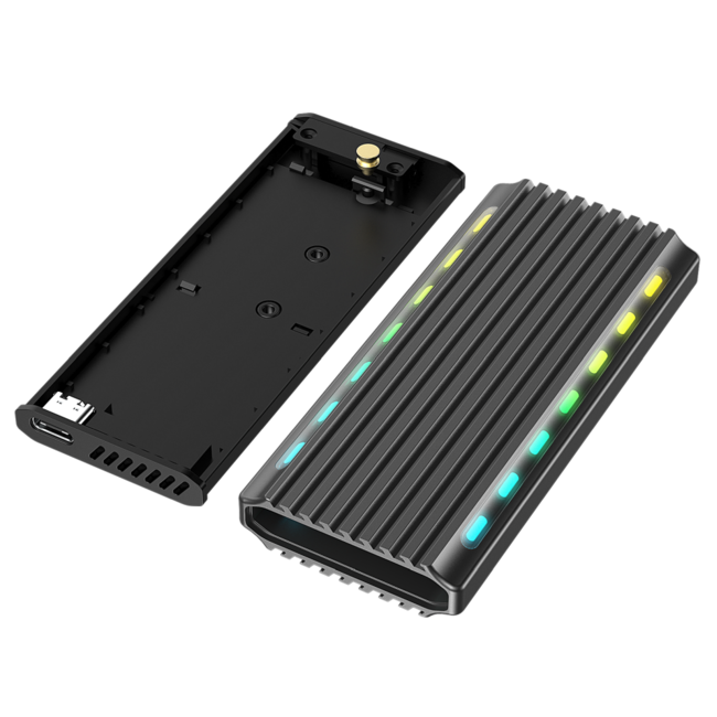 Externe behuizing voor M.2 drives, USB 3.1, backlight, aluminium behuizing