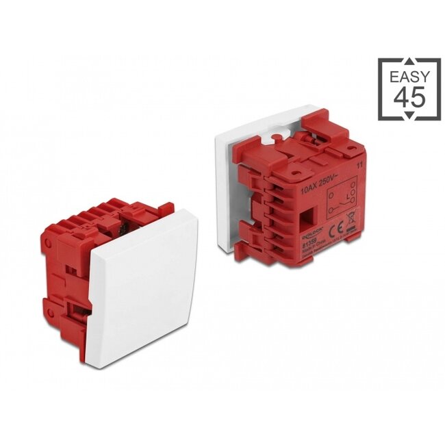 Delock Easy 45 1-gang Switch 1-pole 1-way 45 x 45 mm, white