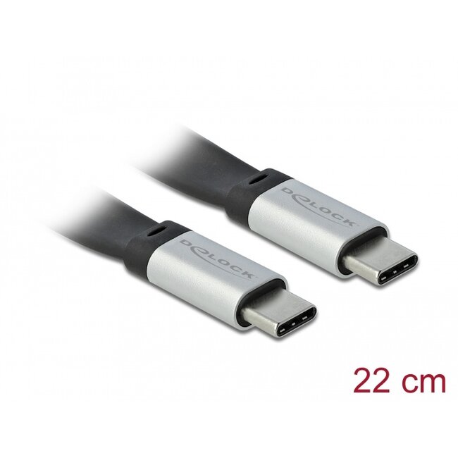 Delock USB 3.2 Gen 2 FPC Flat Ribbon Cable USB Type-C™ to USB Type-C™ 22 cm PD 3 A E-Marker