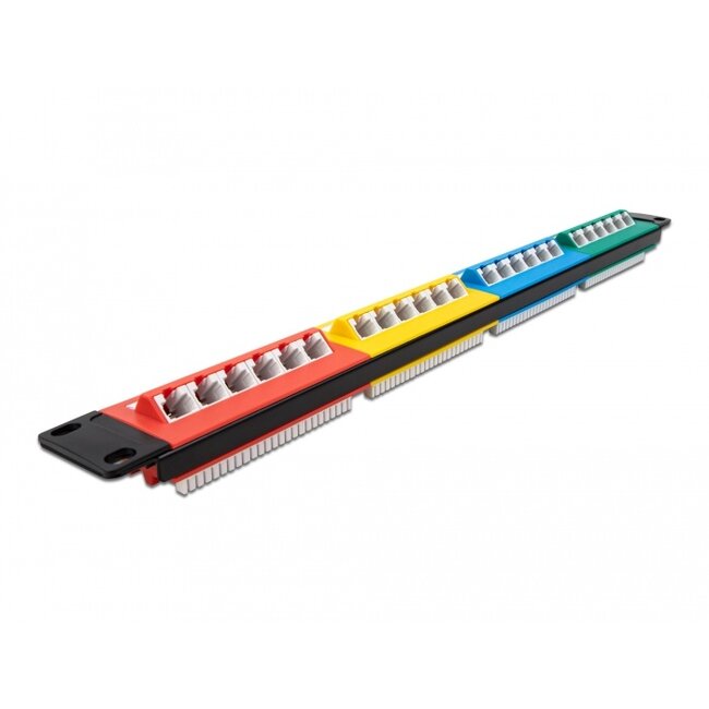 Delock 19″ Patch Panel 24 port Cat.5e 1U coloured