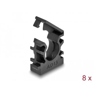 DeLOCK Delock Cable sleeve holder with locking clip 13 mm 8 pieces black