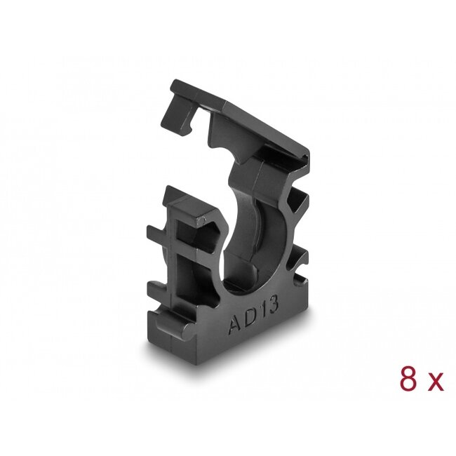 Delock Cable sleeve holder with locking clip 13 mm 8 pieces black