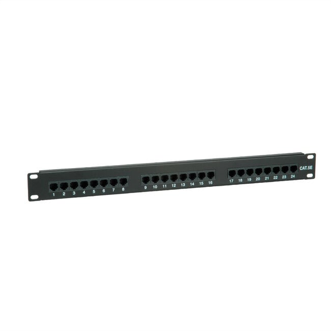 VALUE Cat.5e (Class D) 19" Patchpanel, 24 Poorten, onafgeschermd, zwart