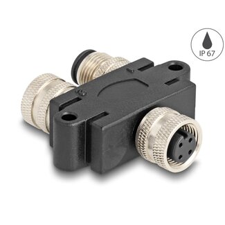 DeLOCK Delock M12 Y-Splitter A-coded 4 pin 1 x female to 1 x male und 1 x female parallel connection