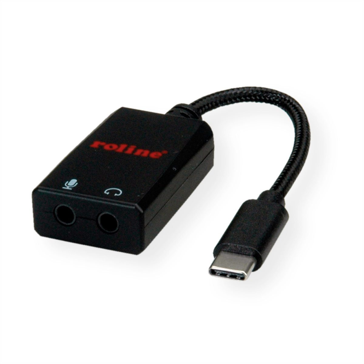 Roline ROLINE 12.03.3209. Hub-interfaces: 3.5mm. Kleur van het product: Zwart, Lengte snoer: 0,13 m
