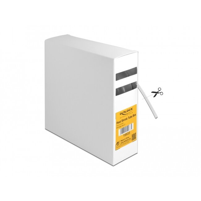 Delock Heat shrink tube box, Shrinkage ratio 2:1, 15 m x 2.4 mm transparent