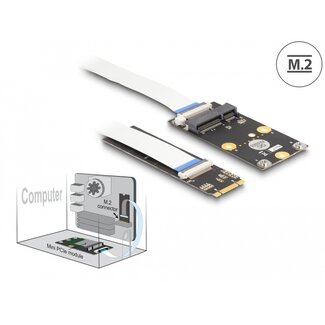 DeLOCK Converter M.2 Key B+M male to 1 x Mini PCIe Slot half size / full size with flexible cable