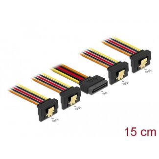 DeLOCK Delock Cable SATA 15 pin power plug with latching function > SATA 15 pin power receptacle 4 x down 15 cm