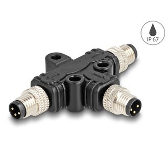 DeLOCK Delock M8 T-Splitter A-coded 3 pin 1 x male to 2 x male parallel connection