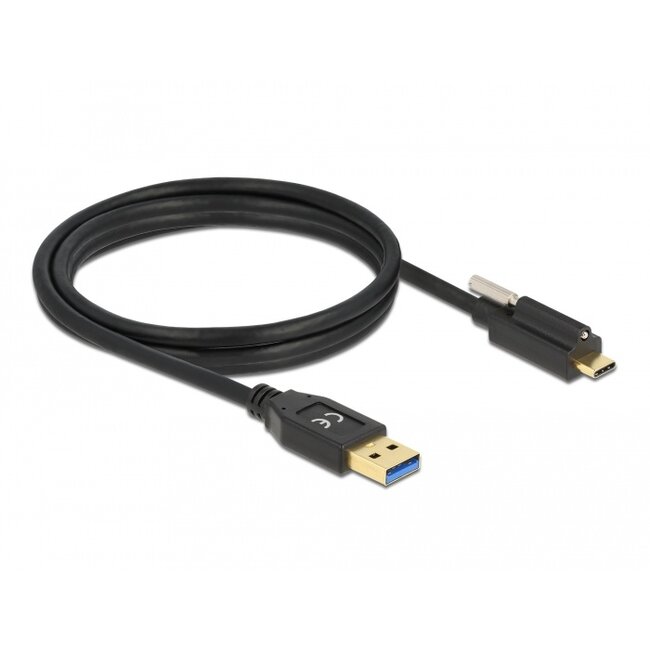 Delock SuperSpeed USB (USB 3.2 Gen 2) Cable Type-A male to USB Type-C™ male with screw on top 1.5 m