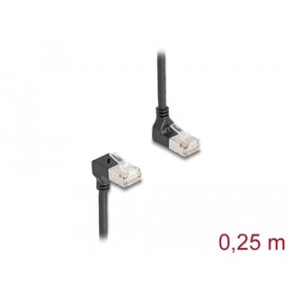 DeLOCK Delock RJ45 Network Cable Cat.6A S/FTP Slim 90° upwards / downwards angled 0.25 m black
