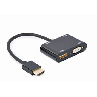 Cablexpert HDMI male naar HDMI female + VGA female + audio adapterkabel, zwart