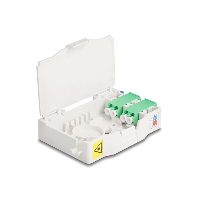 Delock Optical Fiber Connection Box for DIN rail with splice holder and 2 x LC Duplex coupler