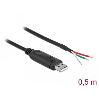 DeLOCK Delock Adapter cable USB 2.0 Type-A to Serial RS-232 with 3 open wires 0.5 m