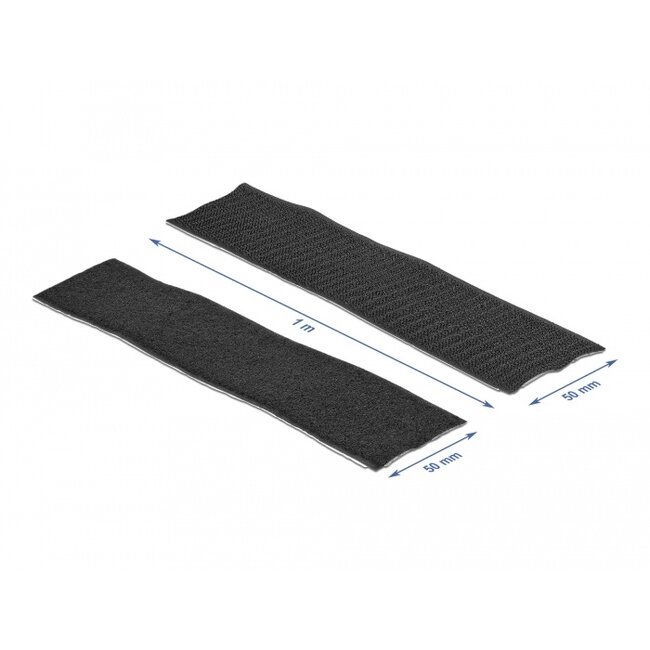 Delock Hook-and-loop tape self-adhesive L 1 m x W 50 mm black