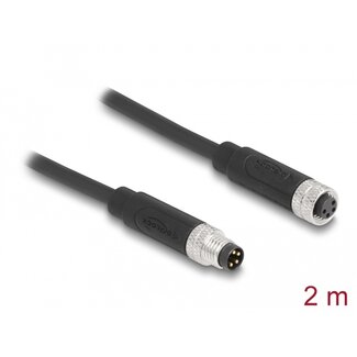 DeLOCK Delock M8 4 pin Cable A-coded male to female PUR (TPU) 2 m