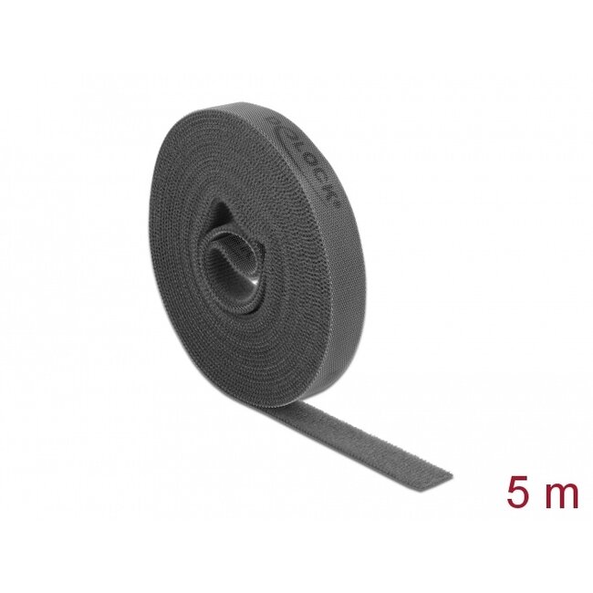 Delock Hook-and-loop tape on roll L 5 m x W 15 mm grey