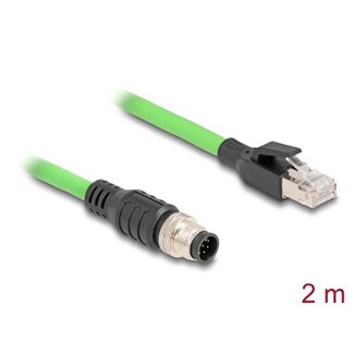 DeLOCK Delock M12 Cable A-coded 8 pin male to RJ45 male PUR (TPU) 2 m