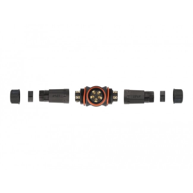 Delock Cable connector T-shape for outdoor 5 pin, IP68 waterproof, screwable, cable diameter 4.5 - 7.5 mm black