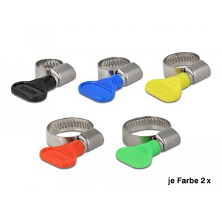 DeLOCK Delock Butterfly Hose Clamp Set 10 pieces assorted colours