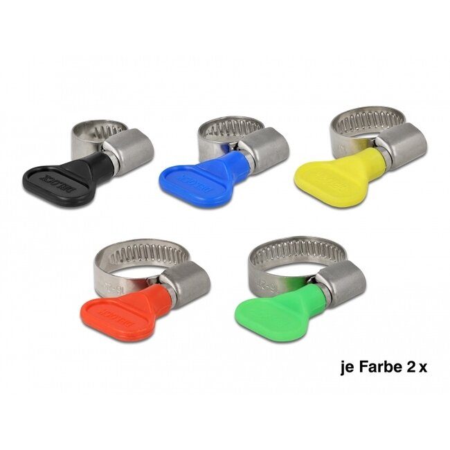 Delock Butterfly Hose Clamp Set 10 pieces assorted colours