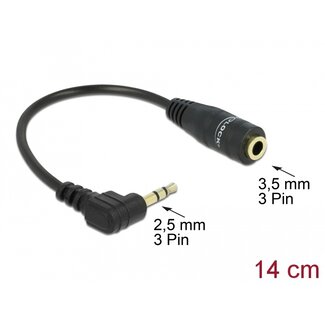 DeLOCK Delock Cable Audio Stereo 2.5 mm male angled > 3.5 mm female 3 pin 14 cm
