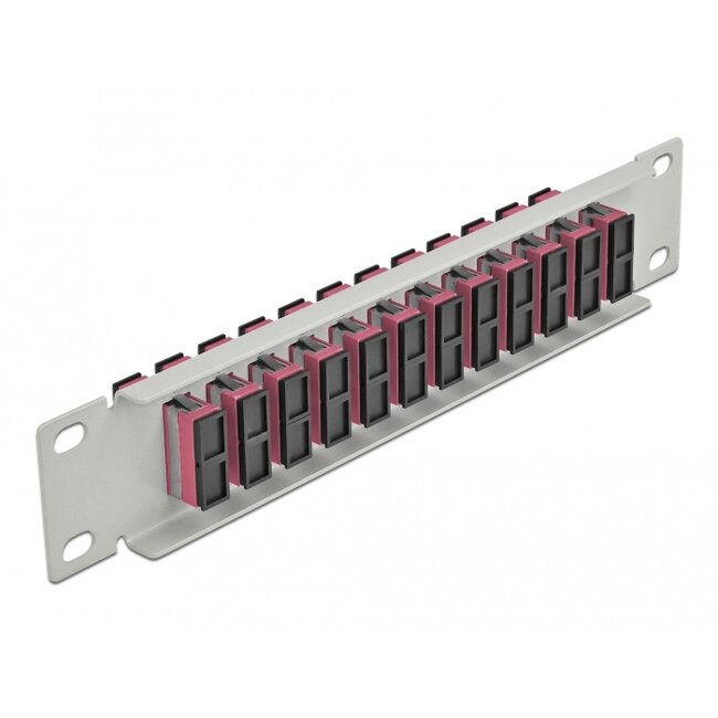 Delock 10″ Fiber Optic Patch Panel 12 Port SC Duplex violet 1U grey