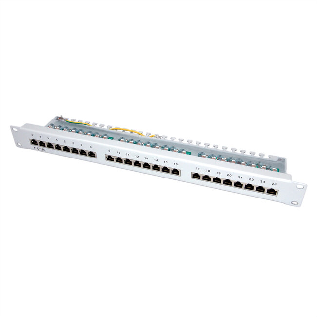 VALUE Cat.5e (Class D) 19"-Patchpanel, 24P, afgeschermd, grijs