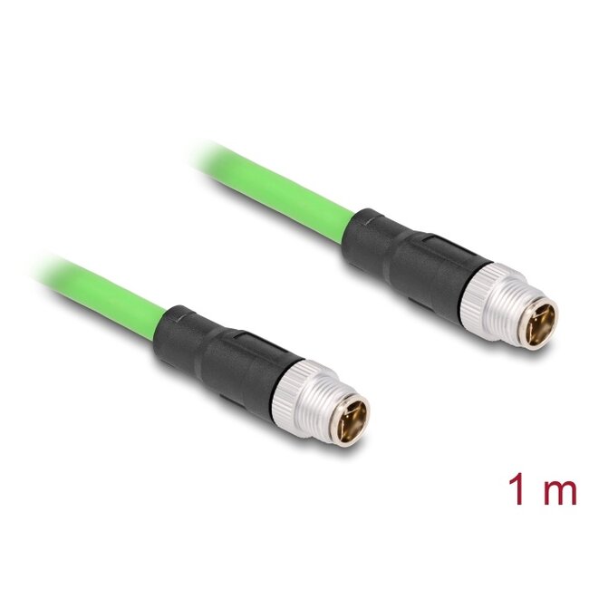 Delock M12 Cable X-coded 8 pin male to male PUR (TPU) 1 m