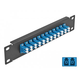 DeLOCK Delock 10″ Fiber Optic Patch Panel 12 Port LC Duplex blue 1U black