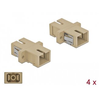 DeLOCK Delock Optical Fiber Coupler SC Simplex female to SC Simplex female Multi-mode 4 pieces beige
