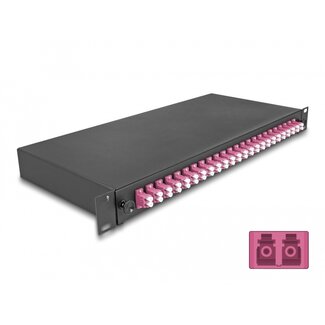 DeLOCK 19″ Optical Fiber Splice Box 24 x LC Duplex OM4 1U complete assembled