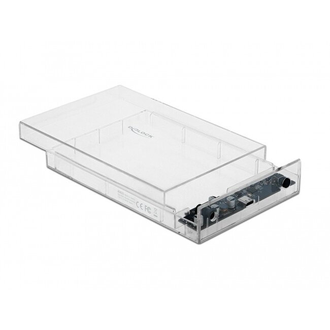 Delock External Enclosure for 3.5″ SATA HDD with USB Type-C™ female transparent - tool free