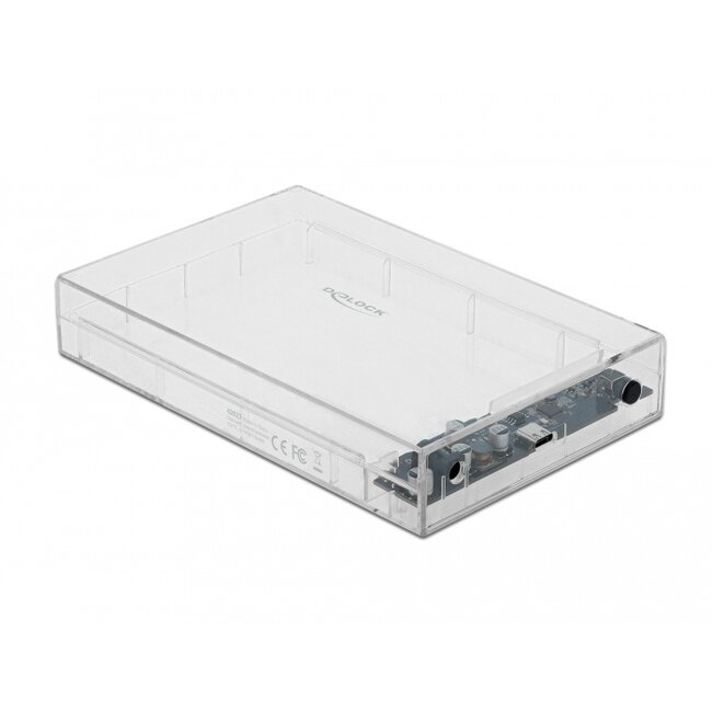 Delock External Enclosure for 3.5″ SATA HDD with USB Type-C™ female transparent - tool free