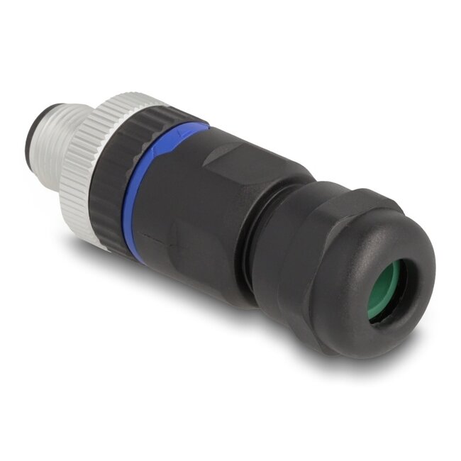 Delock M12 Connector A-coded 4 pin male for mounting with screw connection