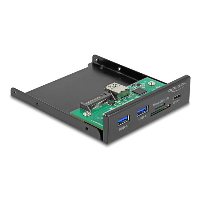 Delock 3.5″ Frontpanel USB 5 Gbps met USB-C, 2x USB-A en SD-kaartlezer