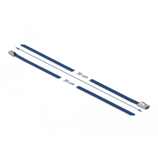 Delock Stainless Steel Cable Ties L 300 x W 4.6 mm blue 10 pieces