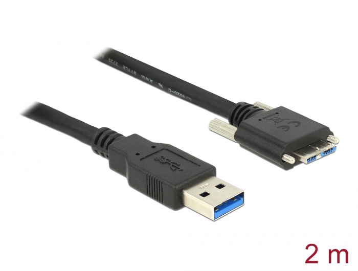 DeLOCK 2m USB 3.0. Lengte snoer: 2 m, Aansluiting 1: USB A, Aansluiting 2: Micro-USB B, USB-versie: USB 3.2 Gen 1 (3.1 Gen 1), Geslacht connector: Mannelijk/Mannelijk, Maximale ove