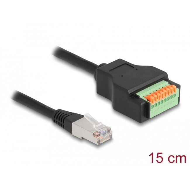 Delock RJ45 Cable Cat.5e plug to Terminal Block Adapter with push button 15 cm