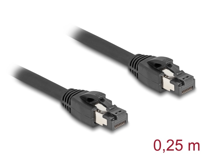 Delock RJ45 Network Cable Cat.8.1 S/FTP 25 cm up to 40 Gbps black |