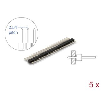 DeLOCK Delock Pin header 20 pin, pitch 2.54 mm, 1-row, straight, 5 pieces