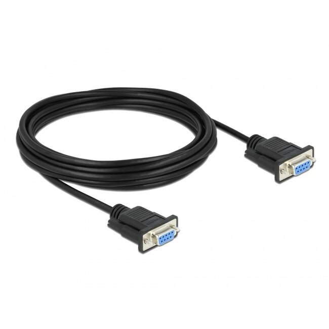 Delock Serial Cable RS-232 D-Sub 9 female to female null modem with narrow plug housing - Full Handshaking - 5 m