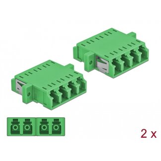 DeLOCK Delock Optical Fiber Coupler LC Quad female to LC Quad female Single-mode 2 pieces green