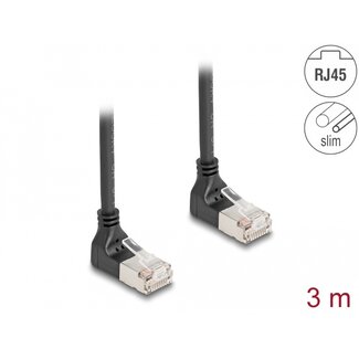 DeLOCK Delock RJ45 Network Cable Cat.6A S/FTP Slim 90° upwards / upwards angled 3 m black DeLOCK Delock RJ45 Network Cable Cat.6A S/FTP Slim 90° upwards / upwards angled 3 m black